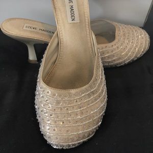 Steve Madden Champagne Beaded Slides (US size 8)